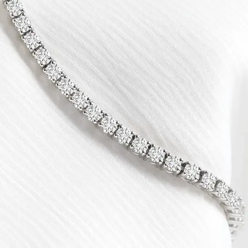 Round Cut Moissanite Italian Silver Tennis Bracelet