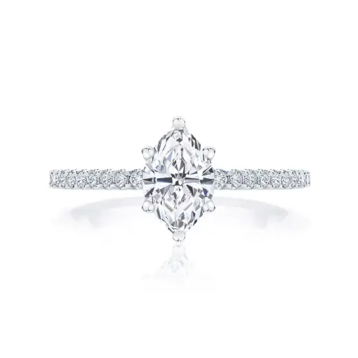 Marquise Cut Moissanite Side-Stone Italian Silver Ring